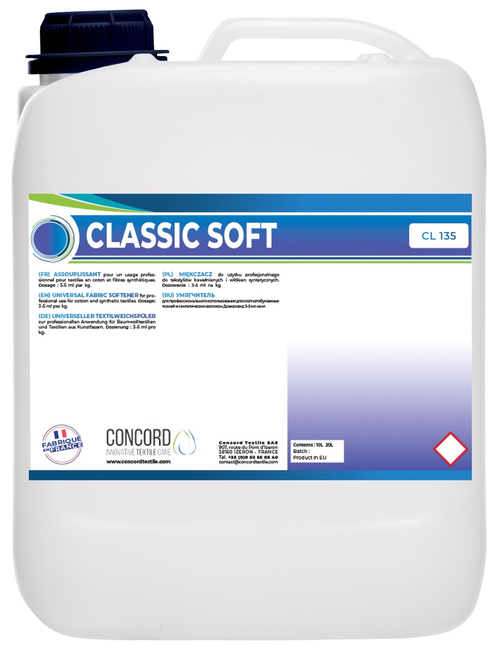 Кондиціонер-ополічкувач для білизни CONCORD TEXTILE CLASSIC SOFT, 20 літрів